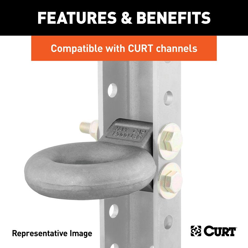 Curt 48660 Lunette Ring, Channel Style, Steel, Raw, For: CURT #48610 or #48650 Pintle Hitch