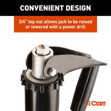 CURT Quick Drop 733926 Tongue Jack, 2000 lb Lifting, 14 in Max Lift H, 5 in OAH