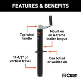 Curt 28250 A-Frame Jack, 3000 lb Lifting, 14 in Max Lift H, 5000 lbs Support Capacity