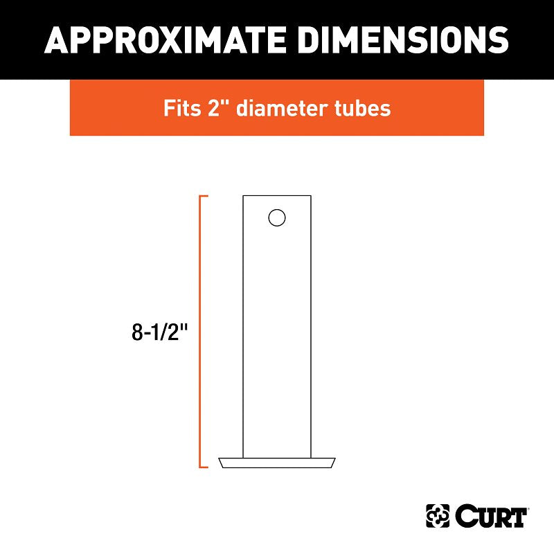 Curt 28275 Jack Foot, For: 2 in Dia Tube, 2000 lb, Pin-On Locking, Steel, Clear Zinc, 1/PK