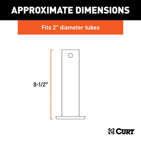 Curt 28275 Jack Foot, For: 2 in Dia Tube, 2000 lb, Pin-On Locking, Steel, Clear Zinc, 1/PK