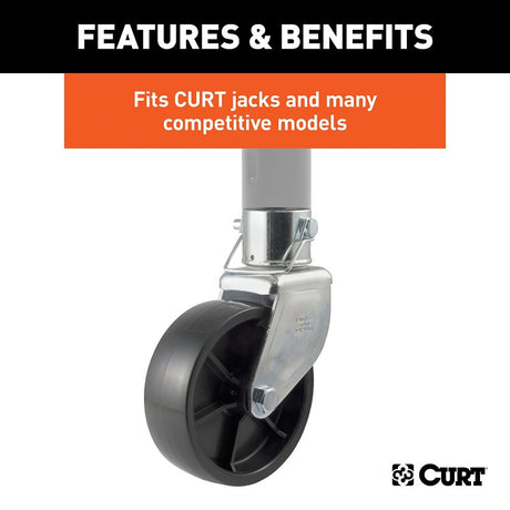 Curt 28277 Jack Caster, 1200 lb, Pin-On Locking, Poly, Clear Zinc
