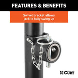 Curt 28356 Pipe-Mount Swivel Jack, 3000 lb Lifting, 15 in Max Lift H, 31-1/2 in OAH, Composite