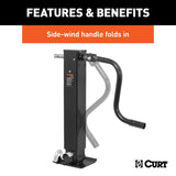 Curt 28512 Square Jack, 12,000 lb Lifting, 12-1/2 in Max Lift H, Carbide