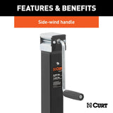Curt 28575 Square Jack, 7000 lb Lifting, 15 in Max Lift H, Black