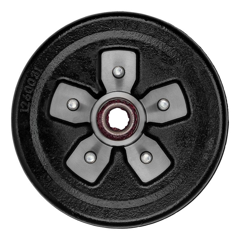Lippert 2024013264 Brake Drum Hub Complete Kit with Installed Bearings, 3500 lb Withstand, 10 in OD, 5-Bolt