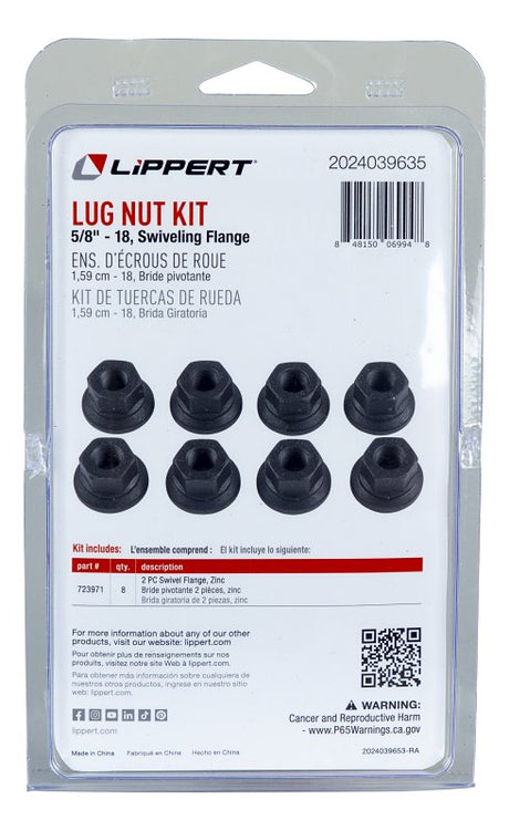 Lippert 2024039635 Swiveling Flange Nut Kit, Zinc-Plated, Black, For: Trailer Wheel Bolt and Axle