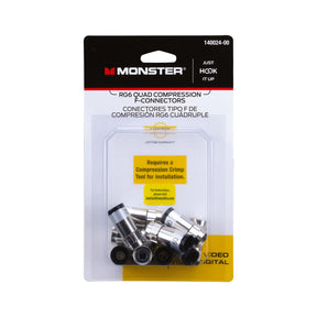 Monster Just Hook It Up Compression RG6 Quad Compression  Connector 10 pk