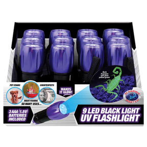 Scorpion 9 LED 54 lm Black/Purple LED UV Flashlight AAA Battery, Pack of 12