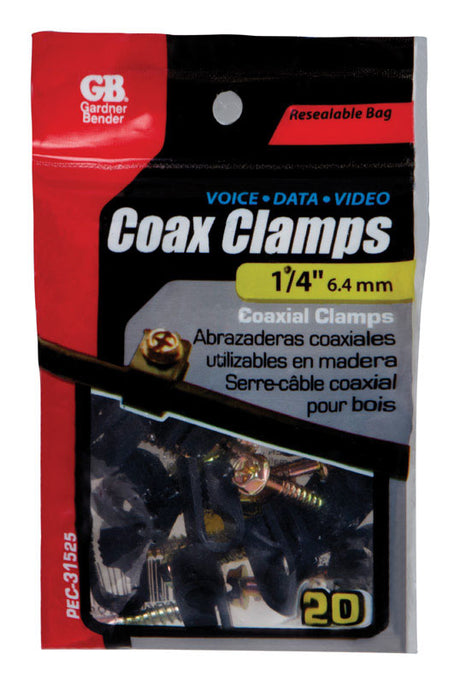 Gardner Bender 1/4 in. D Polyethylene Coax Cable Clamp 20 pk