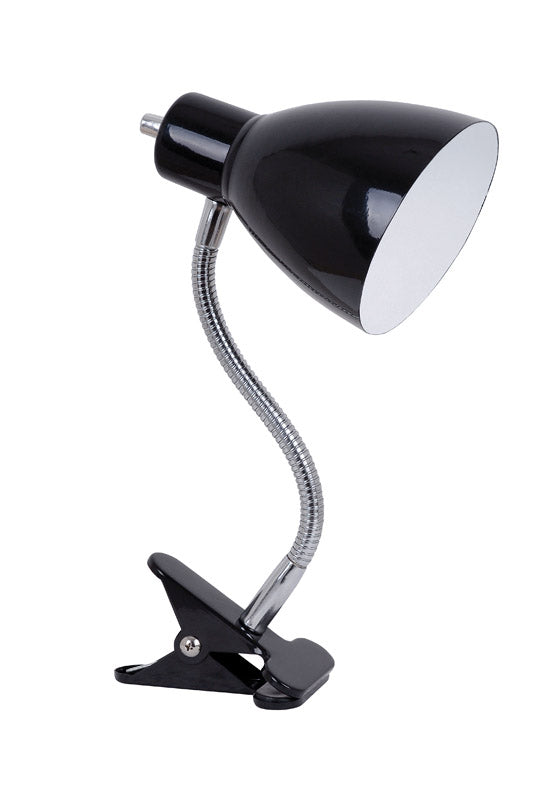 Living Accents 12 in. Satin Black Gooseneck Clip-On Lamp