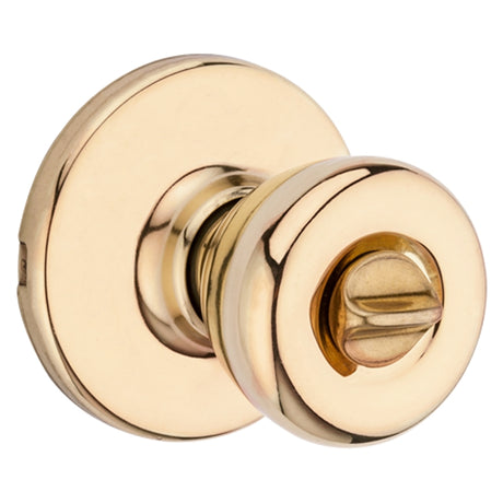 Kwikset 300T 3CP Privacy Lockset, Polished Brass, 1-7/8 in Dia Knob