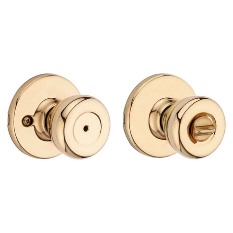 Kwikset 300T 3CP Privacy Lockset, Polished Brass, 1-7/8 in Dia Knob