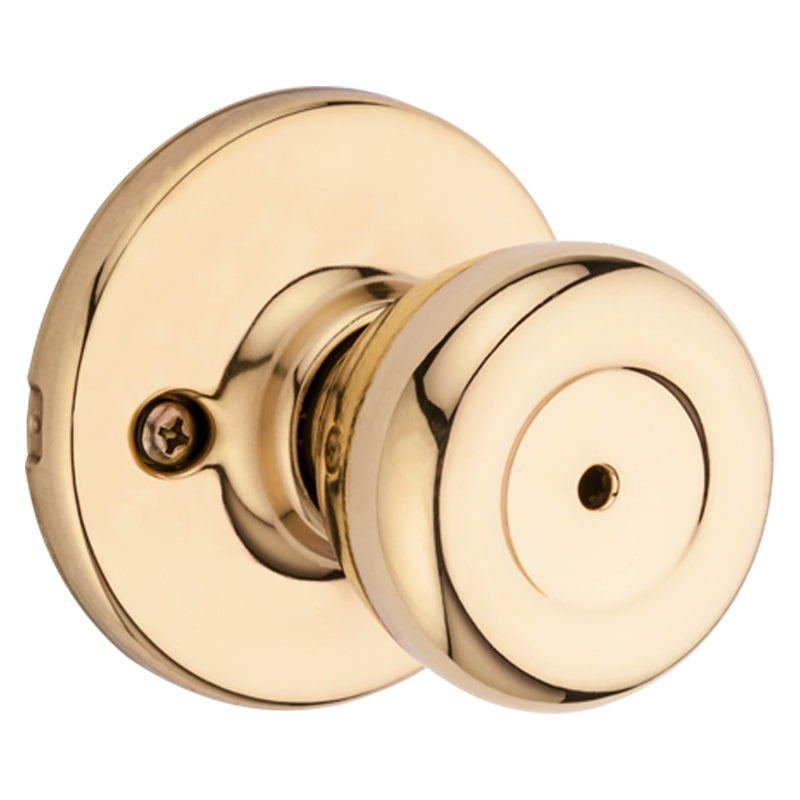 Kwikset 300T 3CP Privacy Lockset, Polished Brass, 1-7/8 in Dia Knob