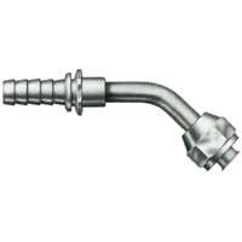Gates MegaCrimp G25174-0808 Hose Coupling, 1/2-16, Barb x JIC, 45 deg Angle, Steel, Zinc