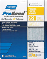 Norton ProSand 07660768158 Sanding Sheet, Tan, 11 in L, 9 in W, Very Fine, 220 Grit