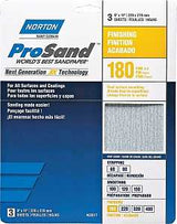 Norton ProSand 07660768159 Sanding Sheet, Tan, 11 in L, 9 in W, Fine, 180 Grit, Aluminum Oxide Abrasive
