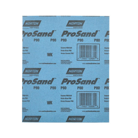 Norton ProSand 07660768163 Sanding Sheet, 11 in L, 9 in W, Coarse, 80 Grit, Aluminum Oxide Abrasive, Paper Backing