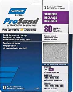 Norton ProSand 07660768163 Sanding Sheet, Tan, 11 in L, 9 in W, Coarse, 80 Grit, Aluminum Oxide Abrasive