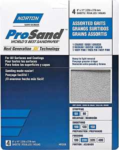 Norton ProSand 07660705386 Sanding Sheet, 11 in L, 9 in W, Aluminum Oxide Abrasive, Fiber Backing