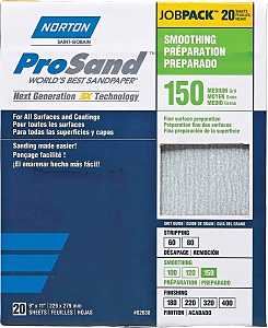 Norton ProSand 07660768171 Sanding Sheet, Tan, 11 in L, 9 in W, Medium, 150 Grit, Aluminum Oxide Abrasive, Paper Backing