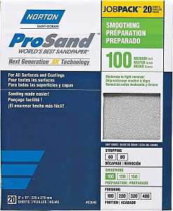Norton ProSand 07660768173 Sanding Sheet, Tan, 11 in L, 9 in W, Medium, 100 Grit, Aluminum Oxide Abrasive, Paper Backing