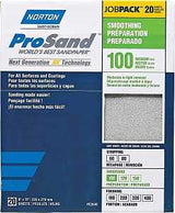 Norton ProSand 07660768173 Sanding Sheet, Tan, 11 in L, 9 in W, Medium, 100 Grit, Aluminum Oxide Abrasive, Paper Backing