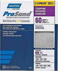 Norton ProSand 07660768175 Sanding Sheet, Tan, 11 in L, 9 in W, Coarse, 60 Grit, Aluminum Oxide Abrasive, Paper Backing