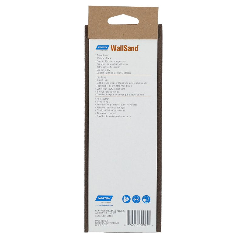 Norton WallSand 00944 Sanding Sponge, 9 in L, 3-5/16 in W, 80, 120 Grit, Fine, Medium, Aluminum Oxide Abrasive
