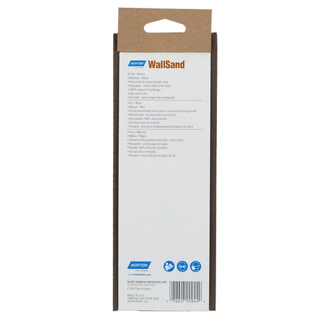 Norton WallSand 00944 Sanding Sponge, 9 in L, 3-5/16 in W, 80, 120 Grit, Fine, Medium, Aluminum Oxide Abrasive