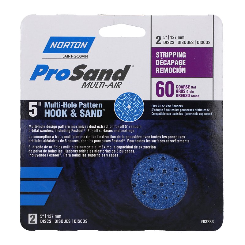 Norton 07660703233 Sanding Disc, 5 in Dia, 11/16 in Arbor, 60 Grit, Coarse, Alumina Ceramic Abrasive, Spiral