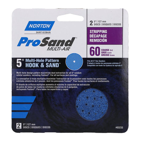Norton 07660703233 Sanding Disc, 5 in Dia, 11/16 in Arbor, 60 Grit, Coarse, Alumina Ceramic Abrasive, Spiral