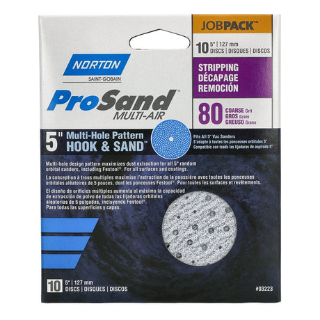 Norton 07660703223 Sanding Disc, 5 in Dia, 11/16 in Arbor, P80 Grit, Coarse, Alumina Ceramic Abrasive, Paper Backing