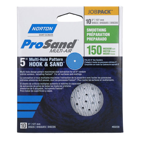 Norton 07660703220 Sanding Disc, 5 in Dia, 11/16 in Arbor, P150 Grit, Fine, Alumina Ceramic Abrasive, Spiral