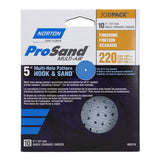 Norton 07660703218 Sanding Disc, 5 in Dia, 11/16 in Arbor, P220 Grit, Very Fine, Alumina Ceramic Abrasive, Paper Backing