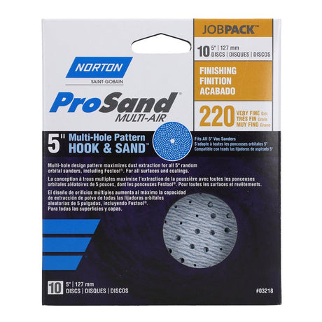 Norton 07660703218 Sanding Disc, 5 in Dia, 11/16 in Arbor, P220 Grit, Very Fine, Alumina Ceramic Abrasive, Paper Backing