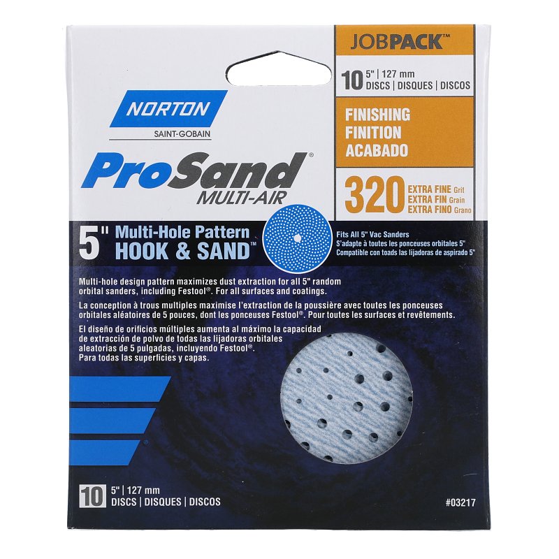 Norton 03217 Sanding Disc, 5 in Dia, 11/16 in Arbor, Coated, P320 Grit, Extra Fine, Spiral, Alumina Ceramic Abrasive