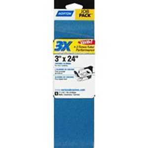 Norton 49268 Sanding Belt, 3 in W, 24 in L, Zirconia Aluminum Abrasive, 120 Grit, Very Fine