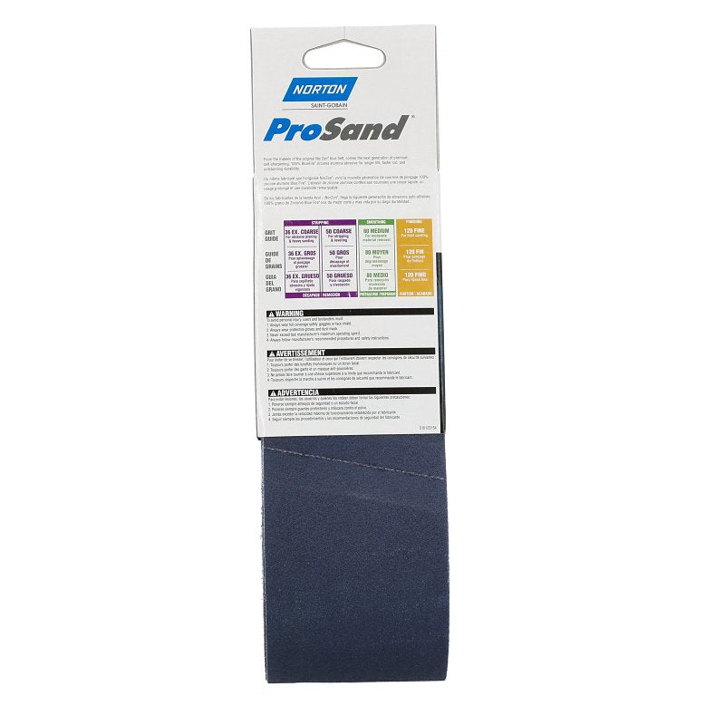 Norton 07660749262 Sanding Belt, 3 in W, 21 in L, 120 Grit, Very Fine, Zirconia Aluminum Abrasive