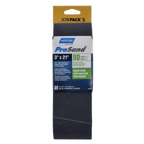 Norton 07660749264 Sanding Belt, 3 in W, 21 in L, 80 Grit, Medium, Zirconia Aluminum Abrasive