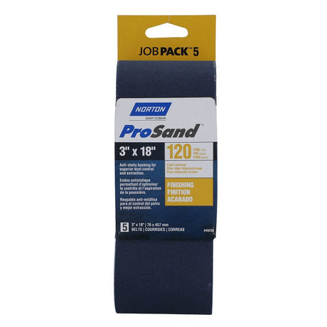 Norton 07660749256 Sanding Belt, 3 in W, 18 in L, 120 Grit, Fine, Zirconia Aluminum Abrasive