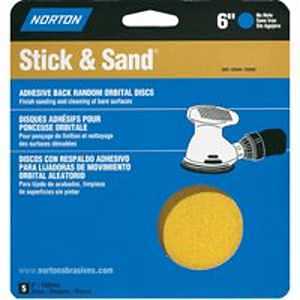 Norton 07660748909 Sanding Disc, 6 in Dia, P120 Grit, Medium, Aluminum Oxide Abrasive, Paper Backing, No-Hole