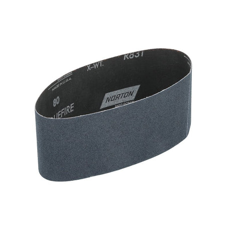 Norton 0766074961 Sanding Belt, 3 in W, 21 in L, 80 Grit, Medium, Zirconia Aluminum Abrasive