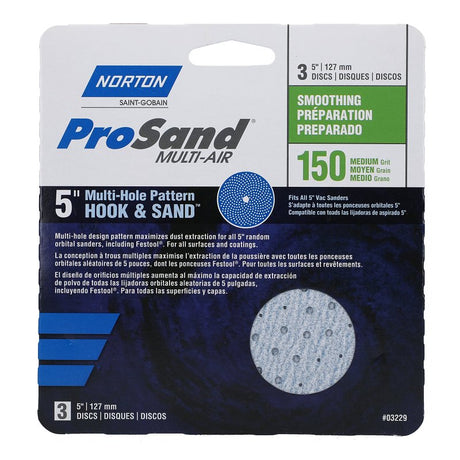 Norton 07660703229 Sanding Disc, 5 in Dia, 11/16 in Arbor, P150 Grit, Fine, Alumina Ceramic Abrasive, Paper Backing