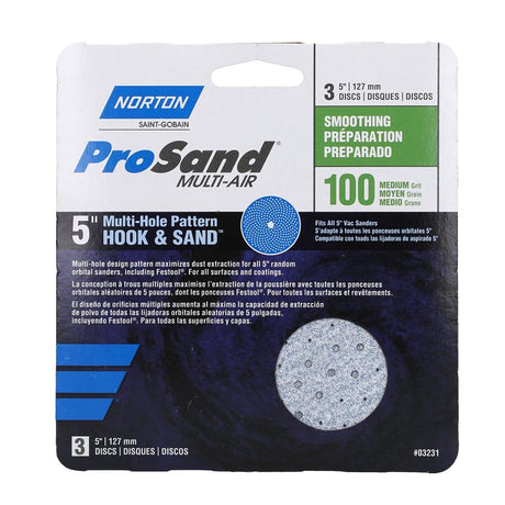 Norton 07660703231 Sanding Disc, 5 in Dia, 11/16 in Arbor, P100 Grit, Medium, Alumina Ceramic Abrasive, Paper Backing