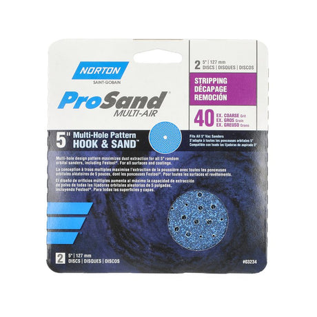 Norton 07660703234 Sanding Disc, 5 in Dia, 11/16 in Arbor, 40 Grit, Extra Coarse, Alumina Ceramic Abrasive, Spiral