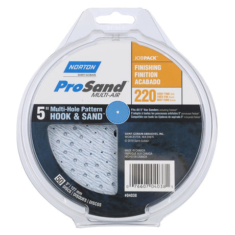 Norton 07660704038 Sanding Disc, 5 in Dia, 11/16 in Arbor, P220 Grit, Very Fine, Alumina Ceramic Abrasive, Spiral