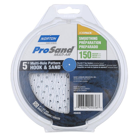 Norton 07660704036 Sanding Disc, 5 in Dia, 11/16 in Arbor, P150 Grit, Fine, Alumina Ceramic Abrasive, Paper Backing
