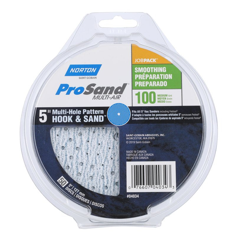 Norton 07660704034 Sanding Disc, 5 in Dia, 11/16 in Arbor, P100 Grit, Medium, Alumina Ceramic Abrasive, Spiral