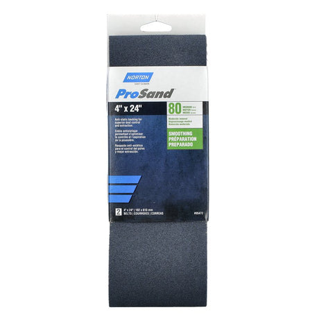 Norton 05472 Sanding Belt, 4 in W, 24 in L, 80 Grit, Medium, Zirconia Aluminum Abrasive